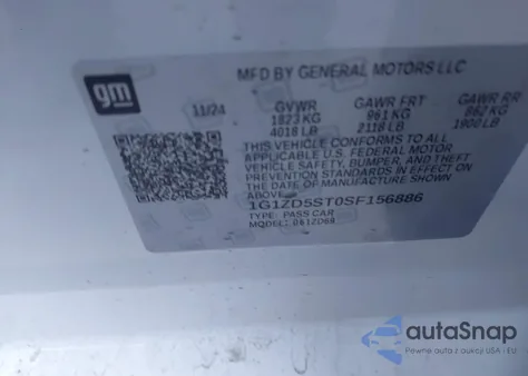 2025 Chevrolet Malibu Fwd 1Lt из США, поврежденный, VIN 1G1ZD5ST0SF156886